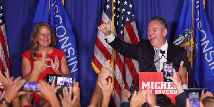 Michels celebrates projected Wisconsin GOP governor primary
win