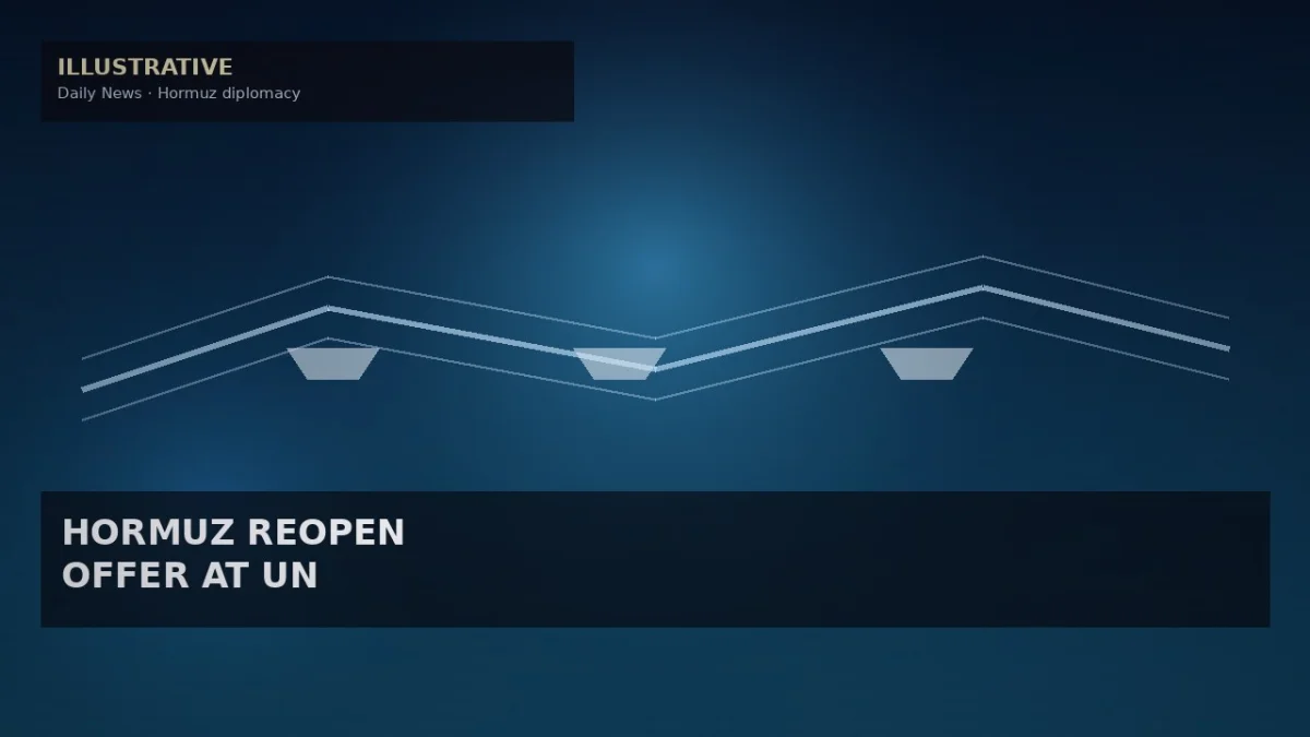 Illustrative strait and vessel geometry — not documentary war or shipping photos.